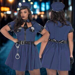 Plus 5Pc Flirty Cop Costume Womens Sizes 3x 4x Halloween Roleplay Uniform